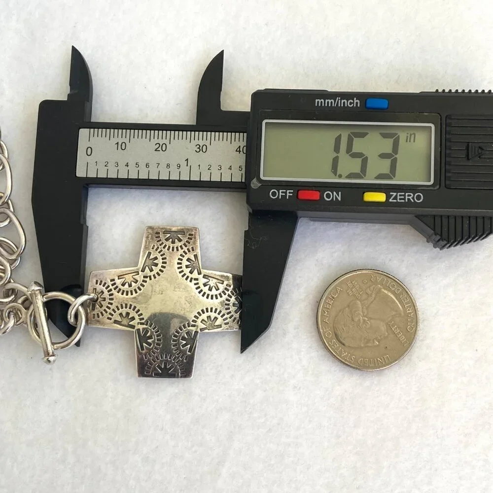 Silpada Sterling Silver 925 Virtuosity Stamped Cross Front Toggle Necklace 17" - Picture 14 of 16